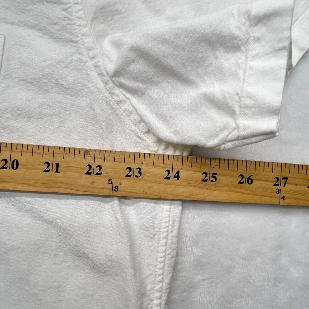 J. Crew 100% Cotton Button Down Lightweight Oxford Short Sleeve White Shirt XL